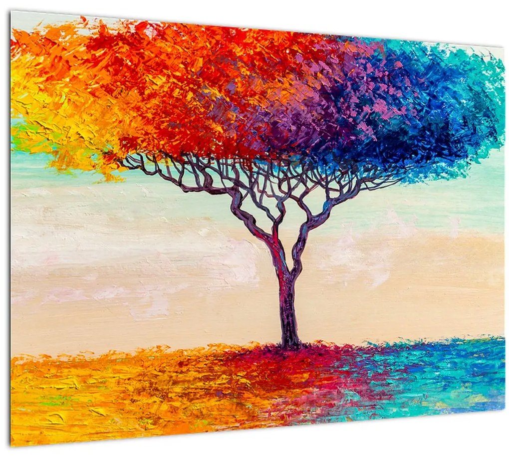 Tablou pe sticlă cu pom pictat (70x50 cm)