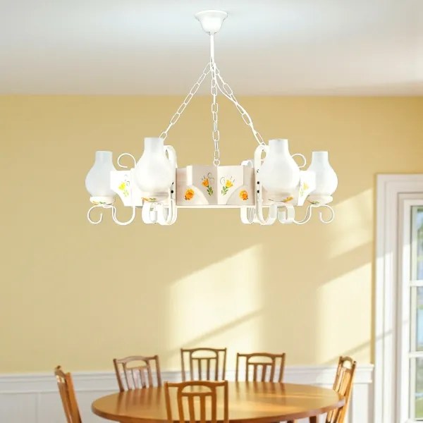 Brilagi - Candelabru suspendat cu lanț QUEEN 6xE14/40W/230V fag/crem