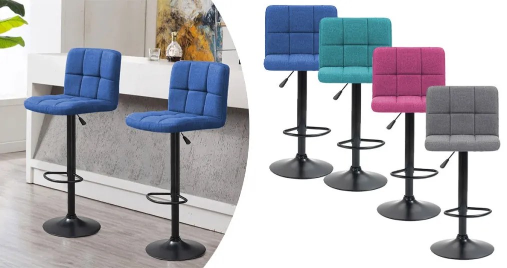 Scaune de bar tapitate 2 buc-pink