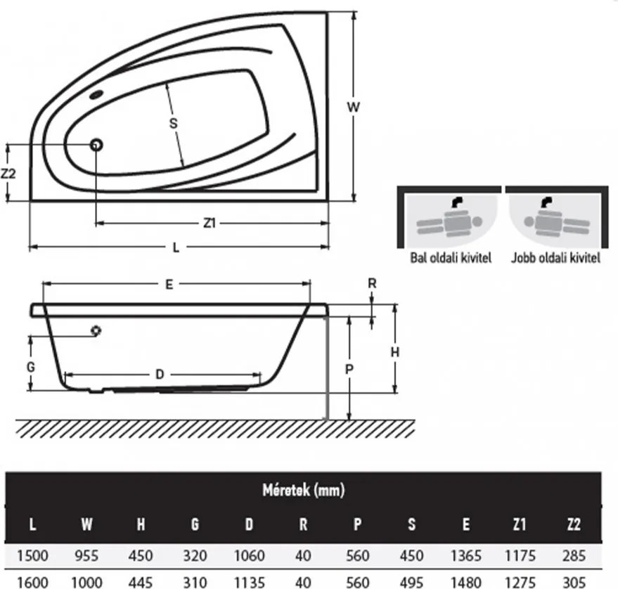 Corp de cadă asimetric Matana 150, cu picioare, pentru dreapta