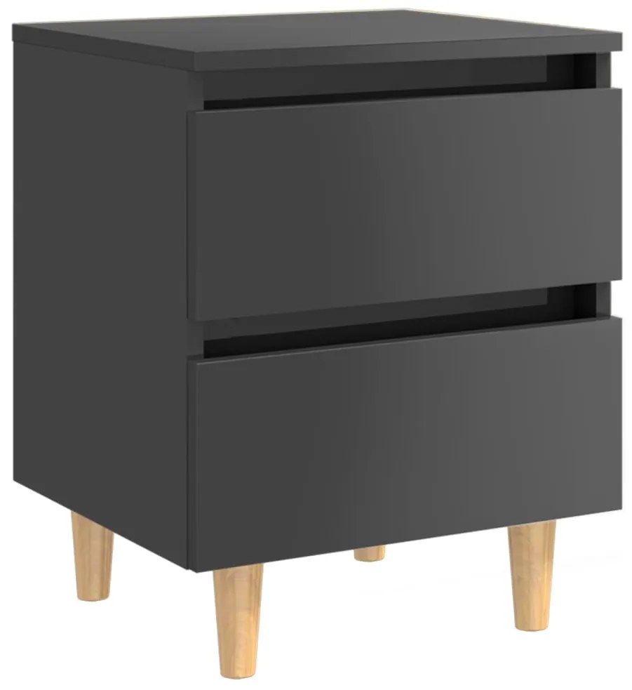 805867 vidaXL Noptieră & picioare lemn masiv pin gri extralucios 40x35x50 cm