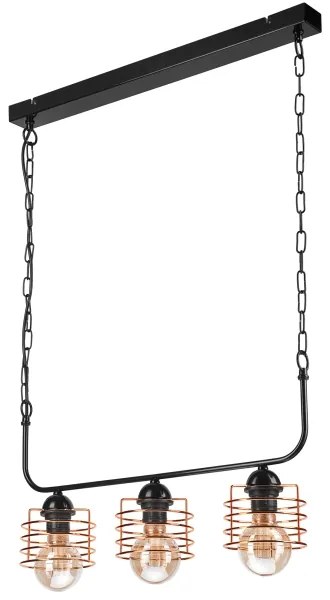 Lustră pe lanț MORGAN 3xE27/60W/230V neagră/cupru