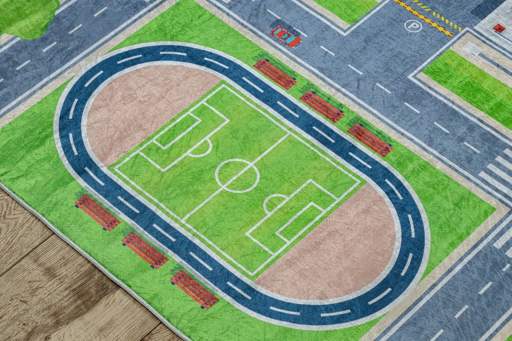BAMBINO 2624 covor lavabil Oraș, străzi pentru copii anti-alunecare - verde / gri