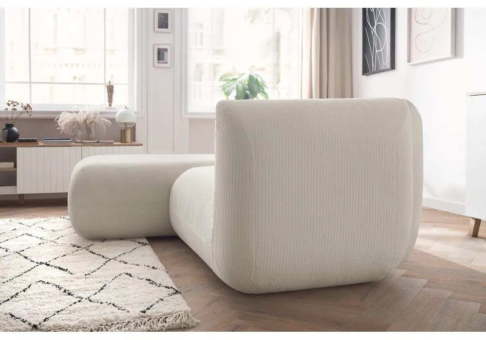 Colțar alb cu tapițerie din catifea reiată (cu colț pe partea stângă ) Lecomte – Bobochic Paris