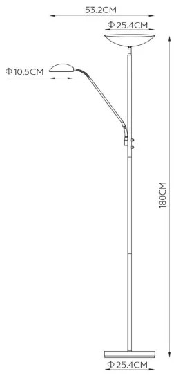 Lampadar LED dimabil Lucide 19791/24/02 ZENITH LED/20W + LED/4W/230V