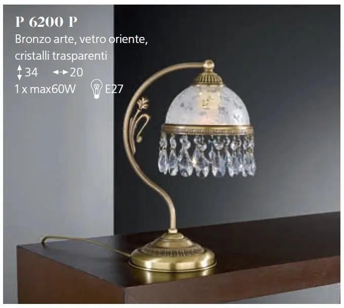 Lampa de masa design clasic realizata manual din alama si Cristal Scholer 6200
