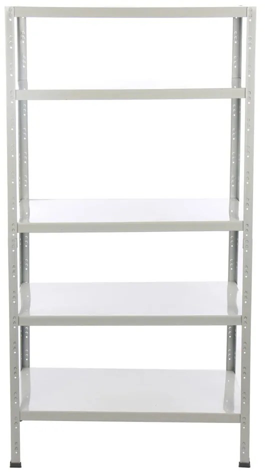 Etajera metalica alba cu 5 rafturi, 75x30x170 cm