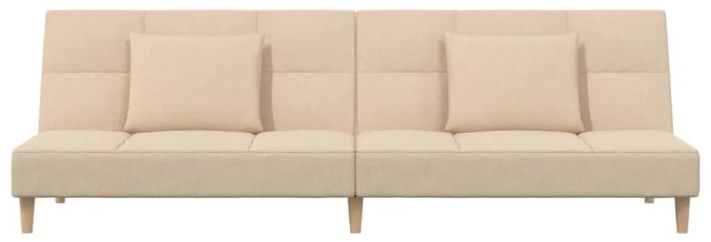 Canapea extensibila cu 2 locuri, cu 2 perne, crem, textil Crem, Fara suport de picioare