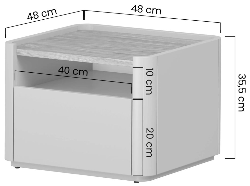 Noptieră Elivo 50 cm cu sertar - cașmir / stejar uleiat