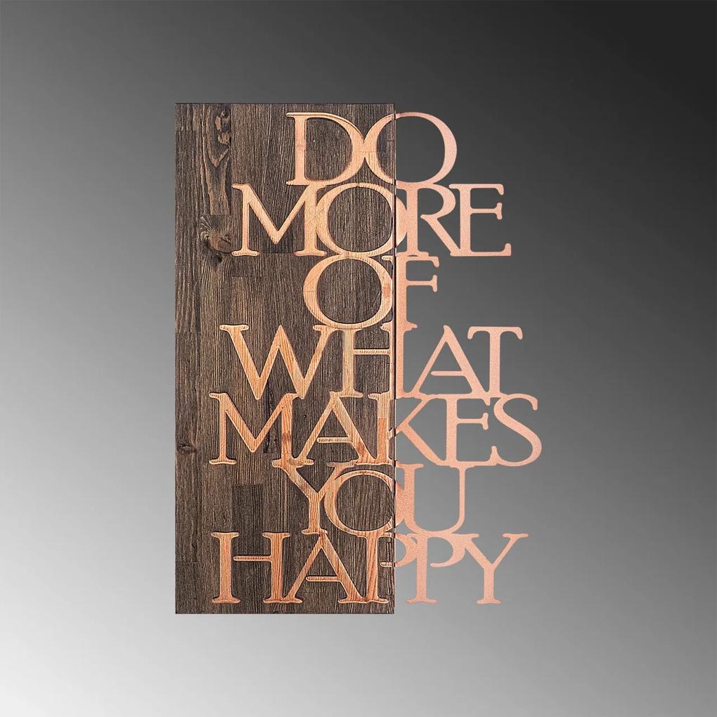 Accesoriu decorativ de perete din lemn Do More Of What Makes You Happy - Copper