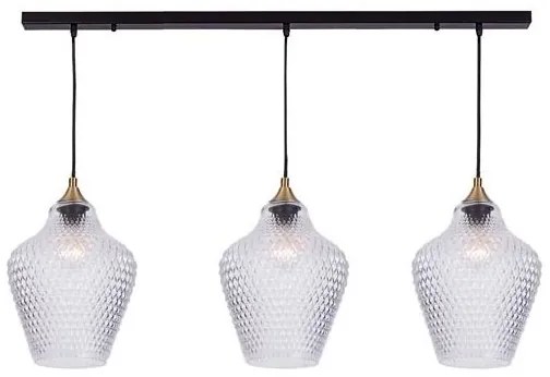 Lustra suspendata design modern Mingo negru, alama, transparent