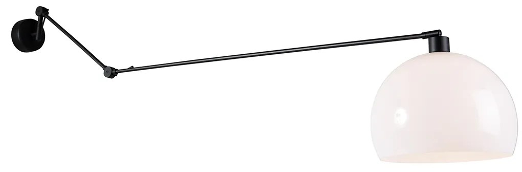 Aplică neagră cu abajur alb 30 cm reglabilă - Blitz