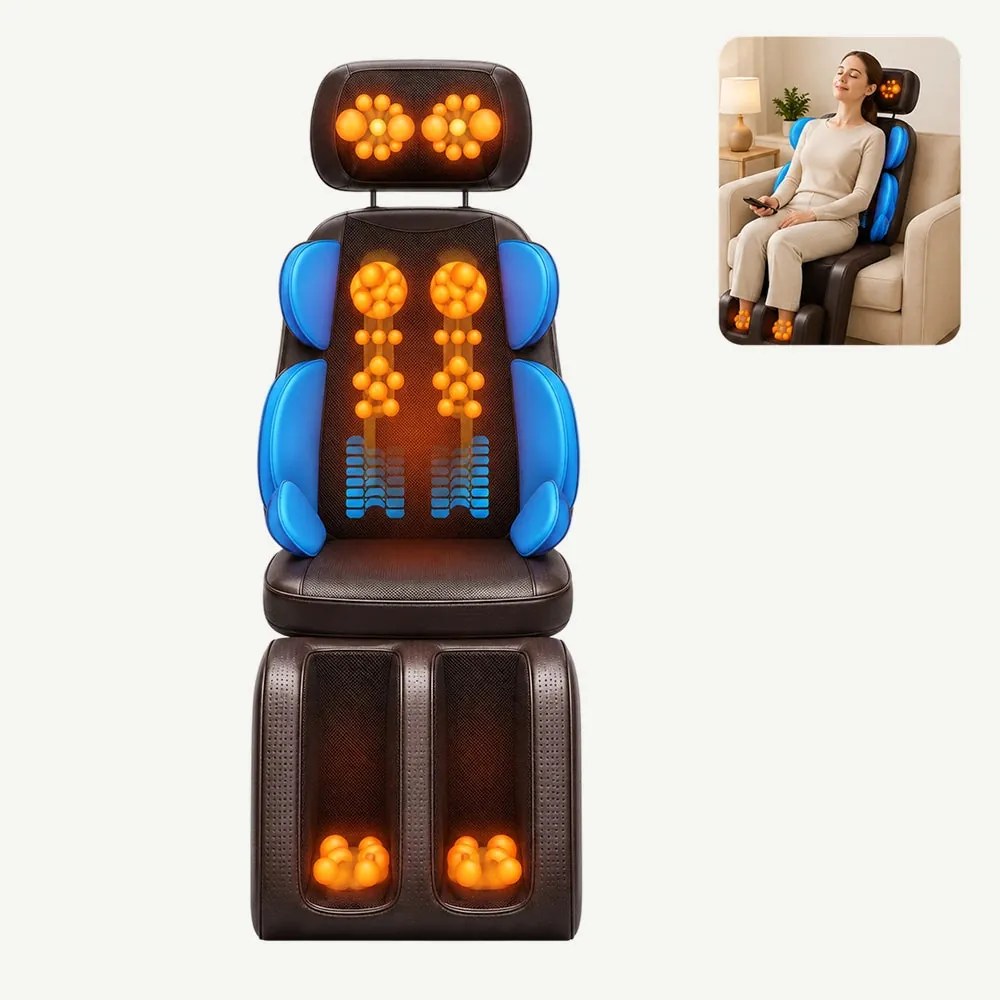 Resigilat: Saltea masaj corp intreg Shiatsu ORTO 174, cu vibratii si incalzire, Negru