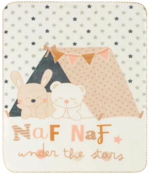 Pătură pentru copii Naf Naf Under The Stars, 110 x 140 cm, detalii bej