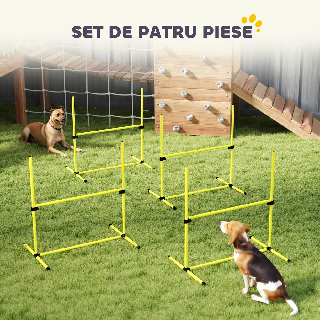 PawHut set din 4 obstacole pentru caini reglabile pe inaltime, 99x71x95, albastru | Aosom Romania