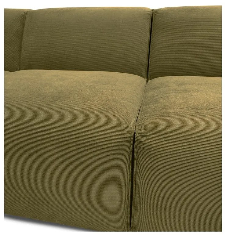 Colțar verde din catifea reiată (cu șezlong pe partea stângă ) Sting - Scandic