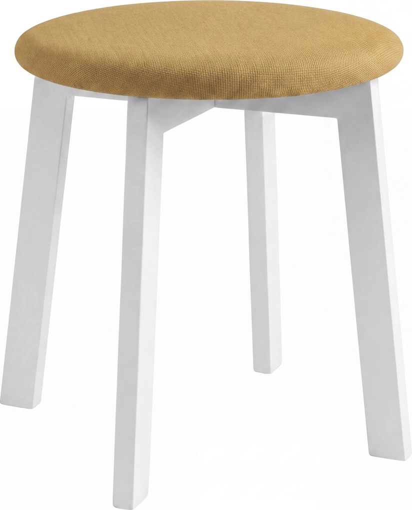 MAZZONI EXPORT Taburet rotund ZOI Caramel (Storm 45) / cadru din lemn de fag alb
