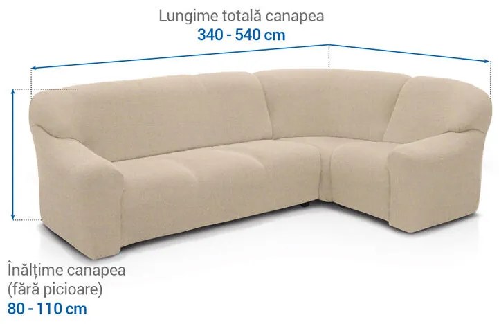 Huse super elastice HARMONIA smântânii colțar (l. 340 - 540 cm)