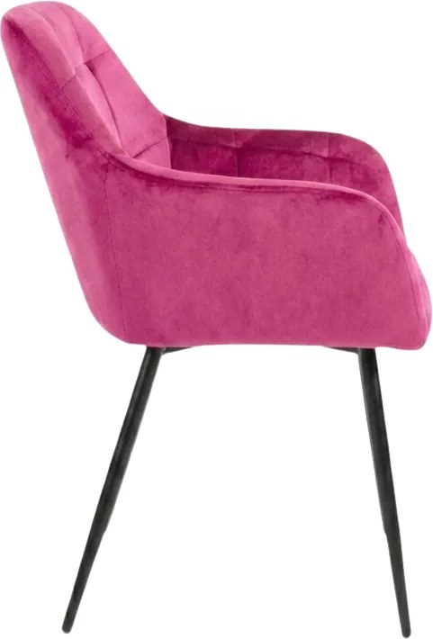 Scaun de masa roz inchis LOREN VELVET cu picioare negre