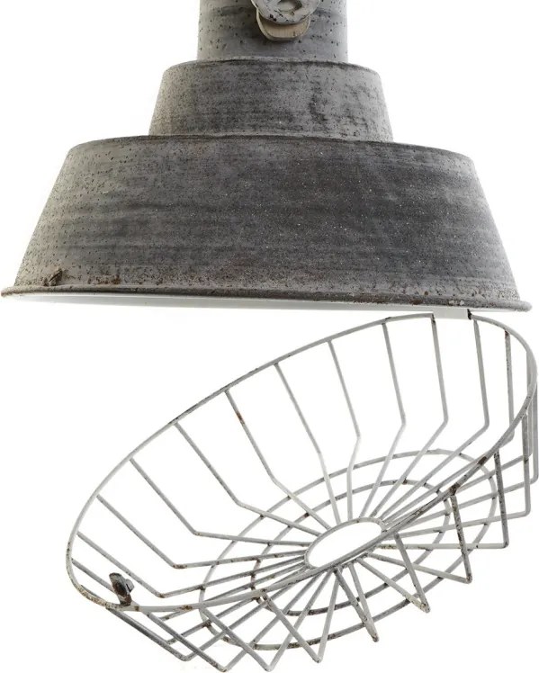 Lustră suspendată din metal și lemn, gri, finisaj patinat, 45 x 39 cm, „Barbizon”