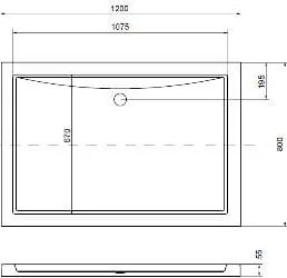 Cădiță de duș acrilică asimetrică OSKAR120 120x80x5,5 cm