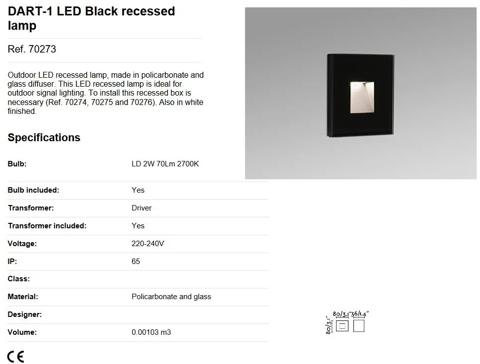 Spot LED de exterior IP65 iluminat ambiental DART-1 Black