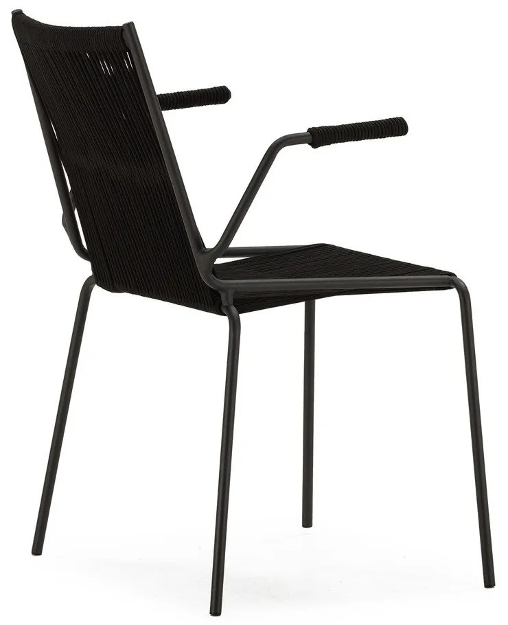 Scaune de dining negre cu cotiere/stivuibile 2 buc. din metal Emily – Marckeric