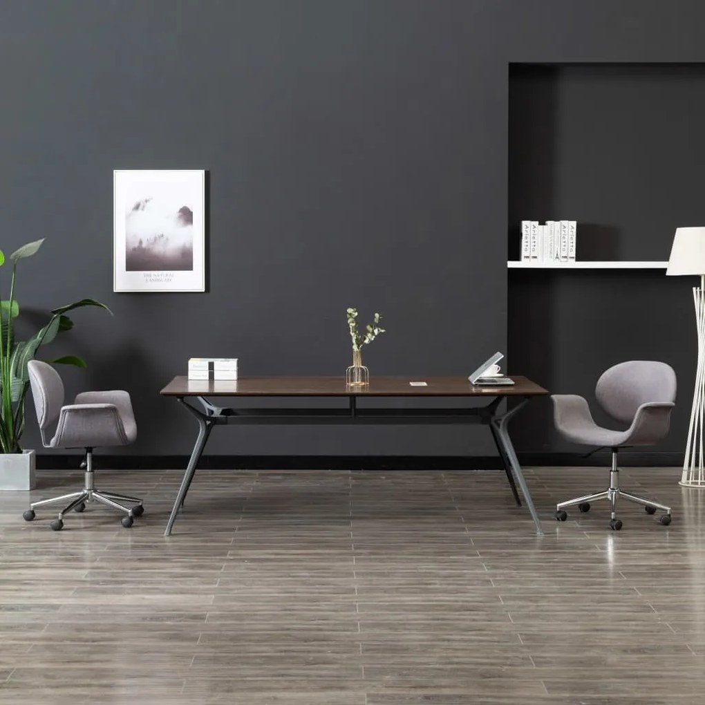 vidaXL Scaun de sufragerie pivotant, gri, material textil