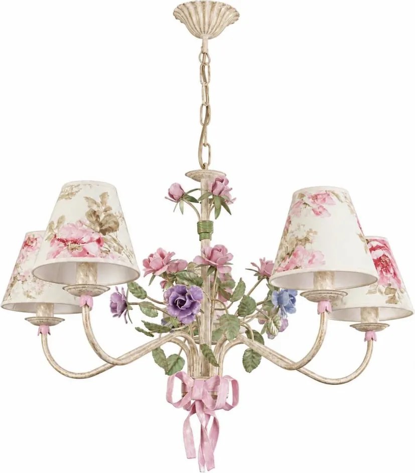 BRILAGI - Lustru pe lanț ROMANCE 5xE14/40W/230V multicolor/bej/patină