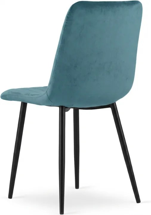 Scaun din catifea Petrol Lava Petrol Blue cu picioare negre