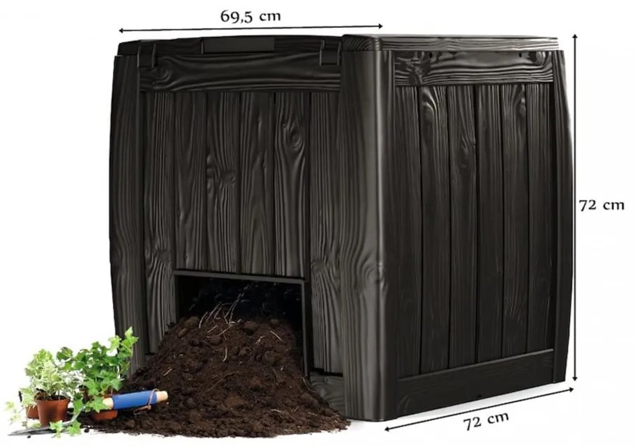 Compostor Deco, cu piedestal, maro whisky, 340 l