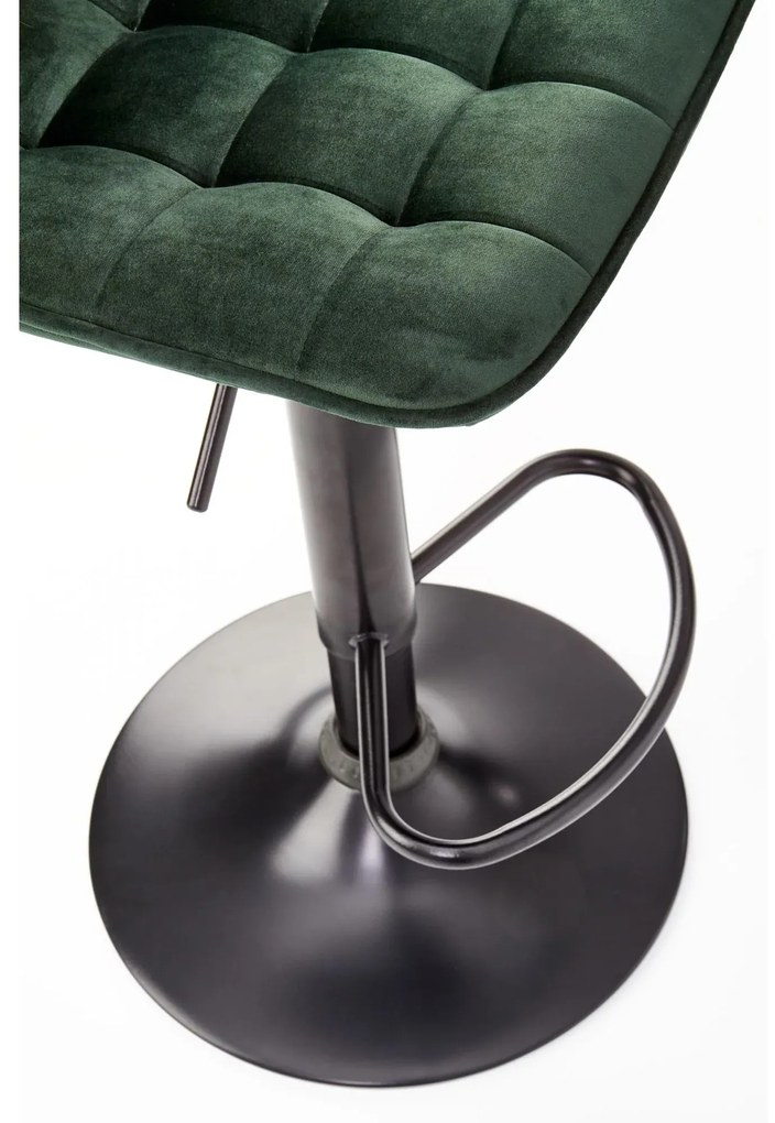Scaun de bar cu picior negru MALIBU VELVET, verde