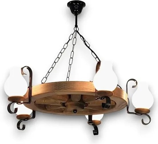 Brilagi - Lustră suspendată pe lanț ROATA 5xE14/40W/230V Ø 70 cm, fag