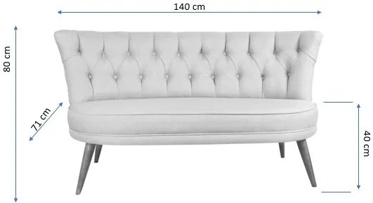 Canapea 2 Locuri, Lemn Solid, Richland Loveseat, Gri