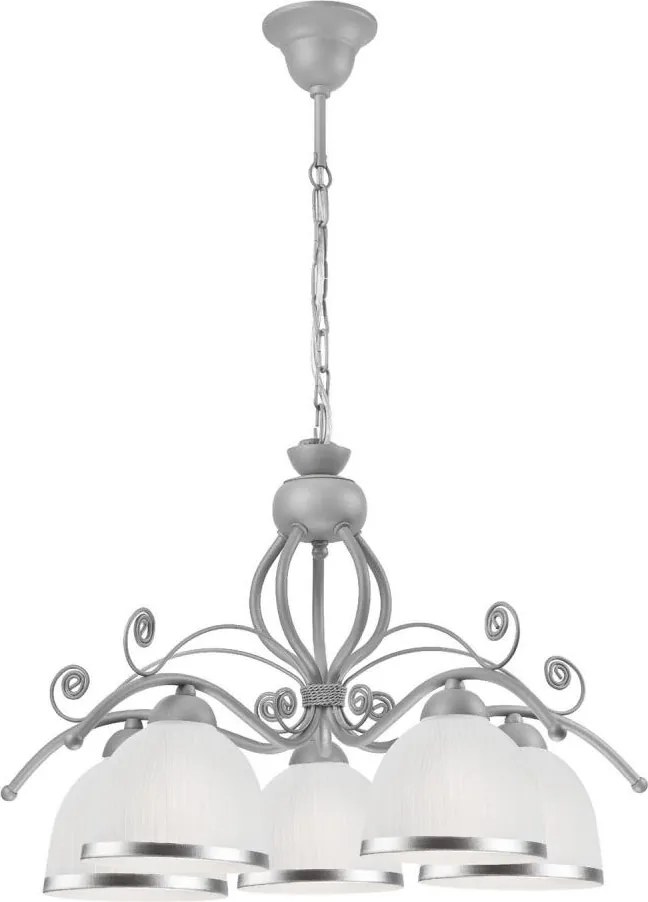 Candelabru cu lanț RETRO II, 5xE27/60W/230V, argintiu
