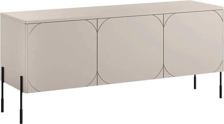 Comodă TV Sonatia 150 cm cu picioare metalice și 3 uși - cașmir