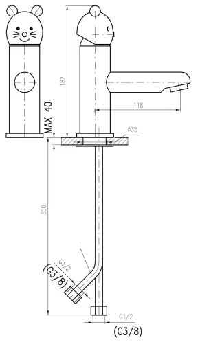 RAV Slezák SE326.0 - Baterie pentru lavoar JUNIOR, 18,2 cm, roșu/albastru