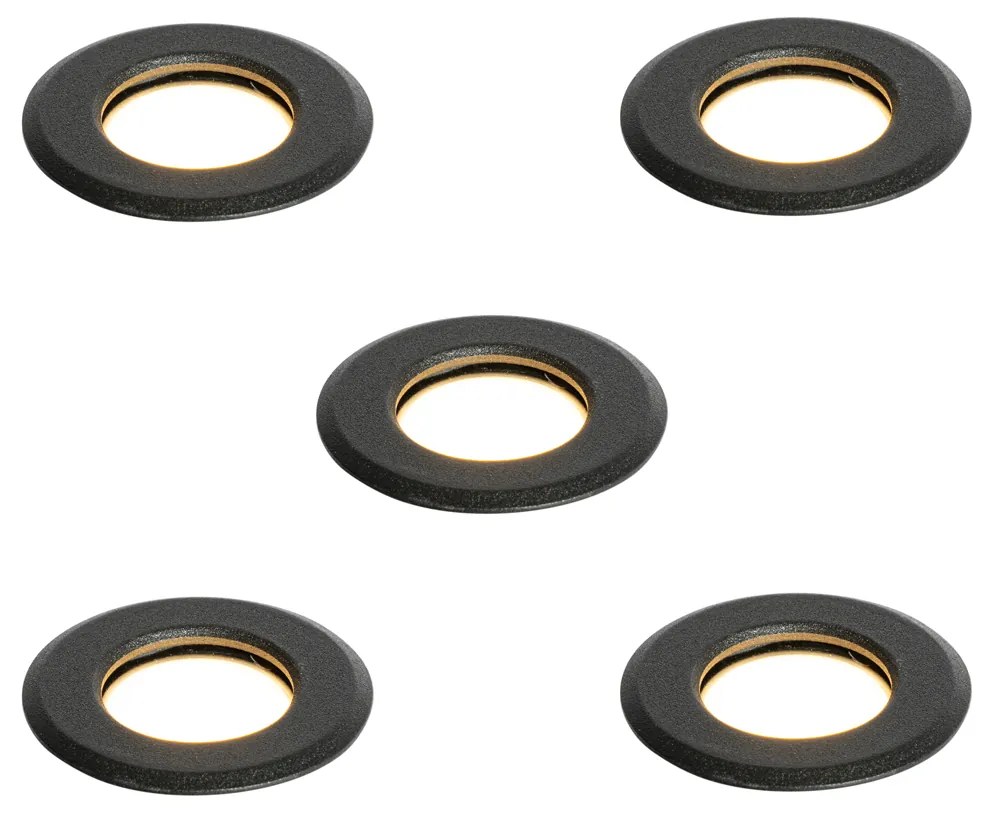 Set de 5 spoturi încastrate moderne negre, inclusiv LED IP67 - Linsey