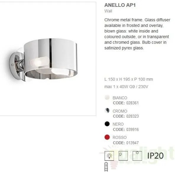 Aplica de perete Anello AP1 bianco 028361