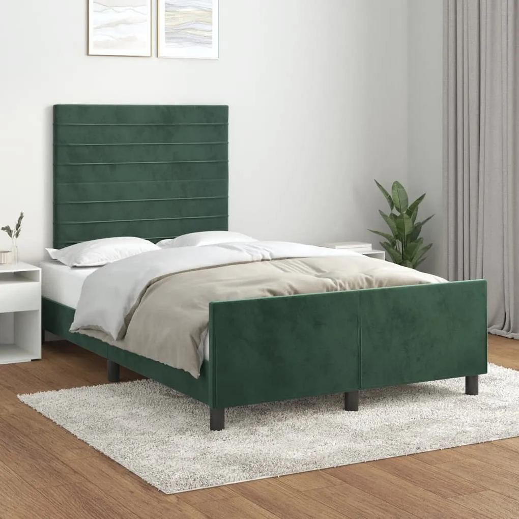 3125809 vidaXL Cadru de pat cu tăblie, verde închis, 120x200 cm, catifea