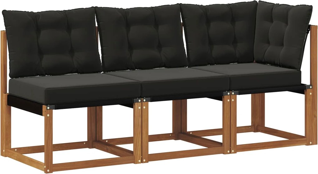 vidaXL Canapea de exterior din mijloc și colț 3 Bucată natural