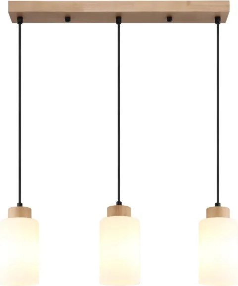 Globo 15977-3H - Lustră suspendată pe cablu ROWENA 3xE27/60W/230V stejar/alb