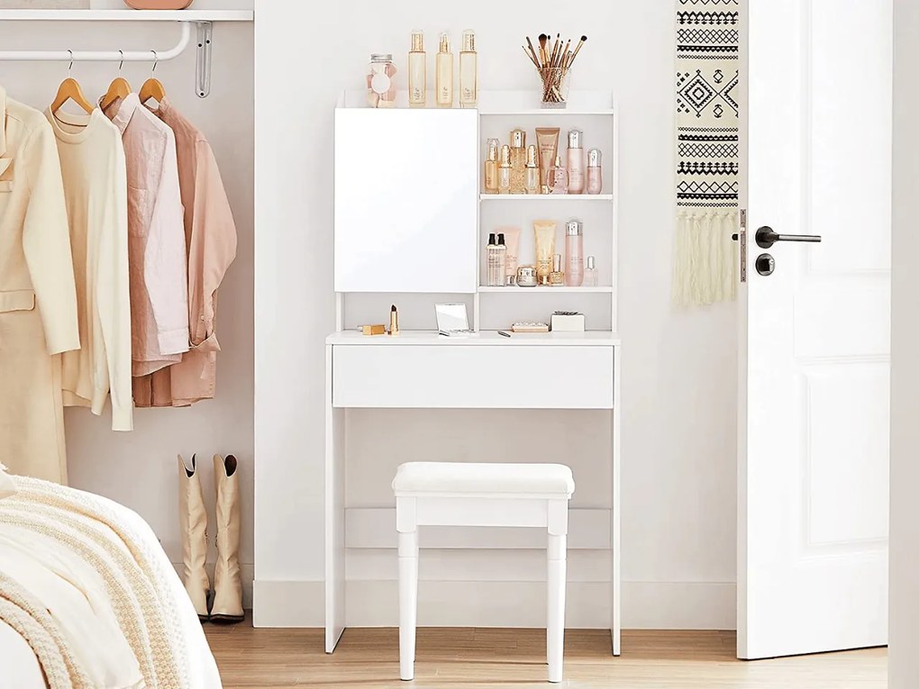 Masuta de toaleta cu oglinda LUNAVI 70x40 cm, alb