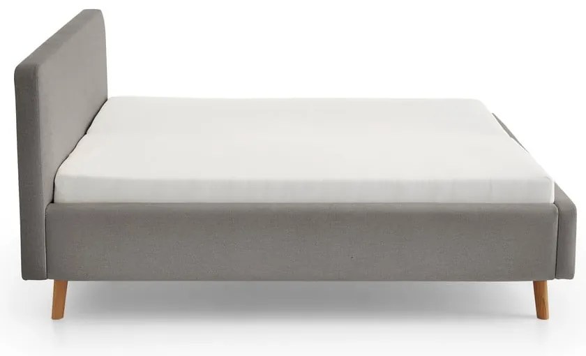 Pat matrimonial gri deschis tapițat fără somieră 160x200 cm Mattis – Meise Möbel