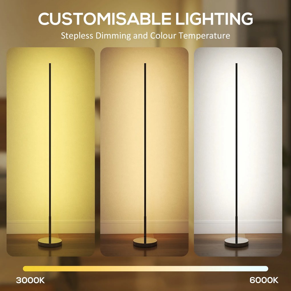 HOMCOM Lampă de Podea LED Reglabilă cu Telecomandă de 150cm Înălțime, Argintiu | Aosom Romania