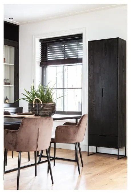 Șifonier negru din lemn de frasin 60x210 cm Silas – WOOOD