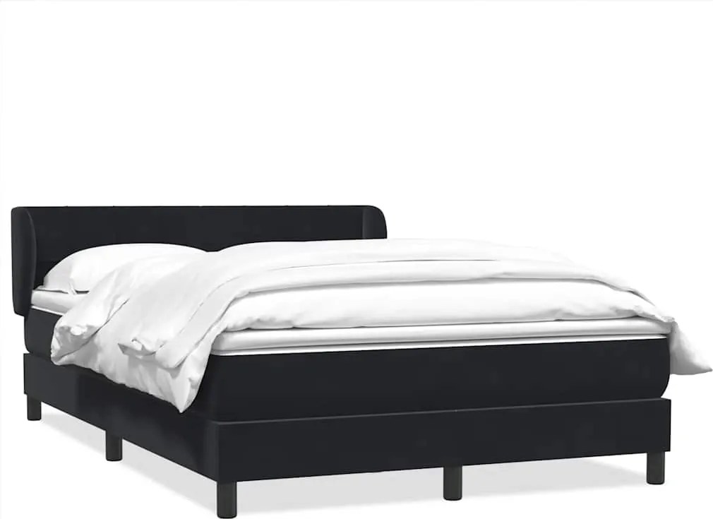 vidaXL Pat box spring cu saltea, negru, 160x210 cm, catifea