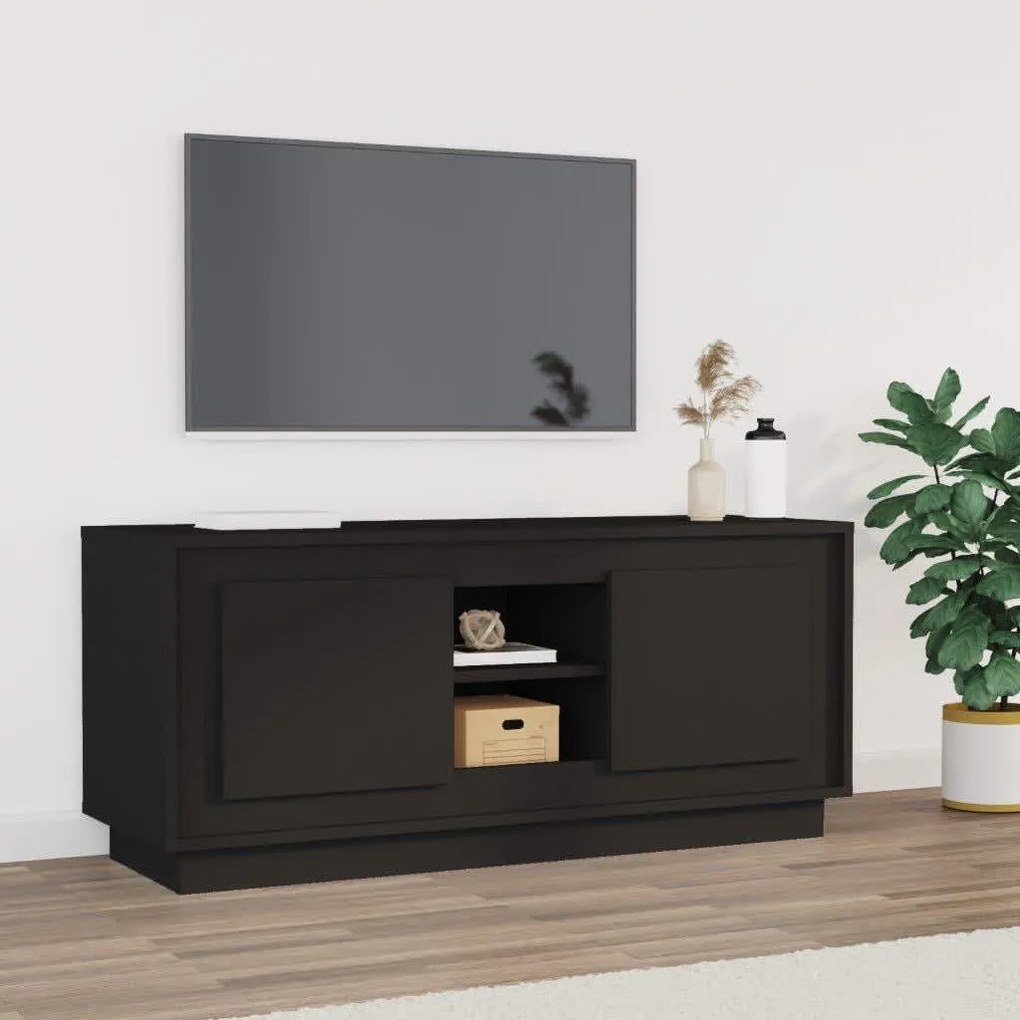 819861 vidaXL Comodă TV, negru, 102x35x45 cm, lemn prelucrat