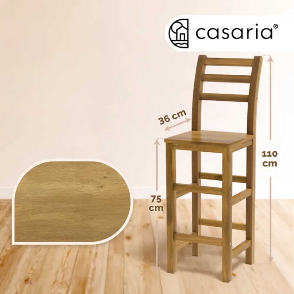 Scaune de bar OSLO cu spătare, 2 buc., 40x36x110cm, maro natural Casaria