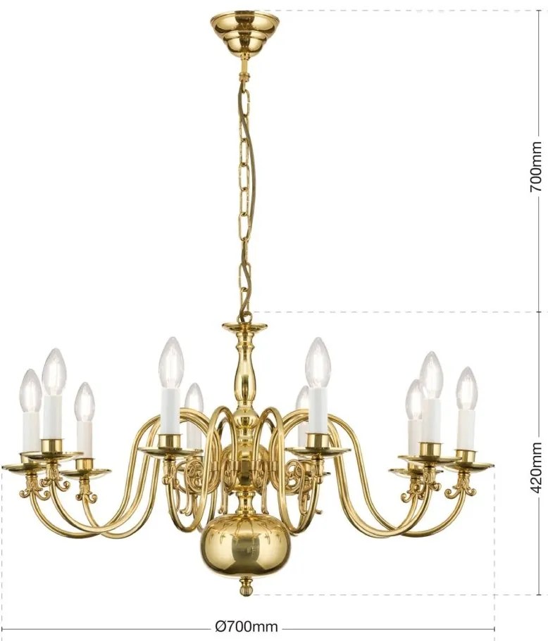 Candelabru 10 brate design clasic FLAMISCH, alama lucioasa